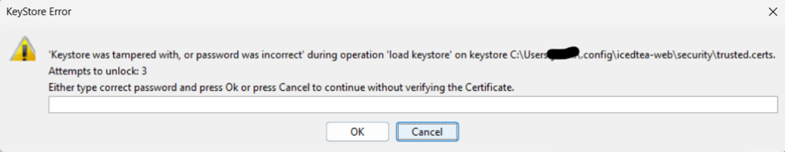 OWS truststore password prompt